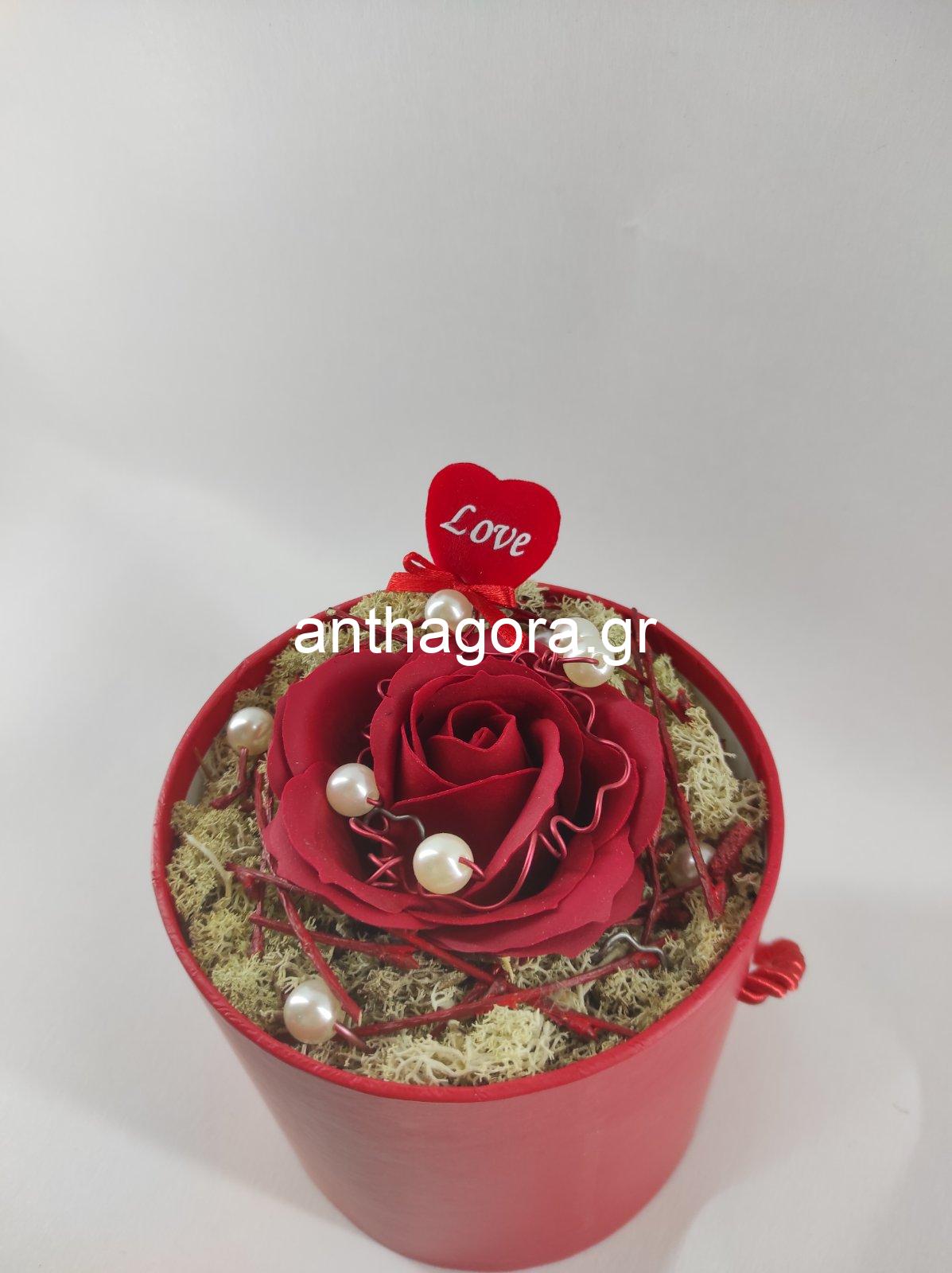 Κόκκινο κουτί με κόκκινο τριαντάφυλλο σαπουνιού - Image 2